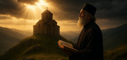 България и християнските ценности - църква на хълм и свещеник