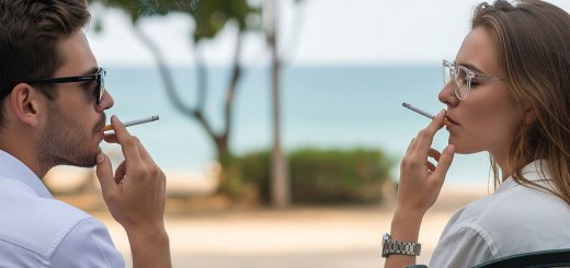 Мъж и жена пушат